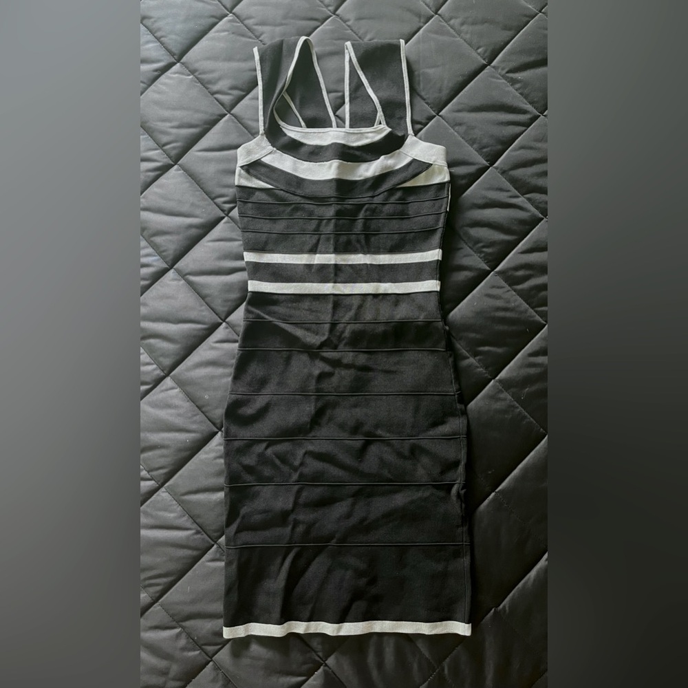 Express black and gray bandage bodycon dress XS